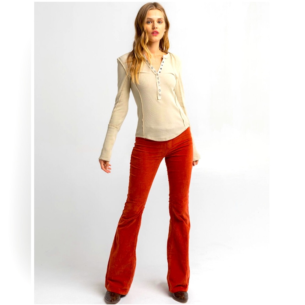 Pull On Cord Flare Pant in Earth & Soil
